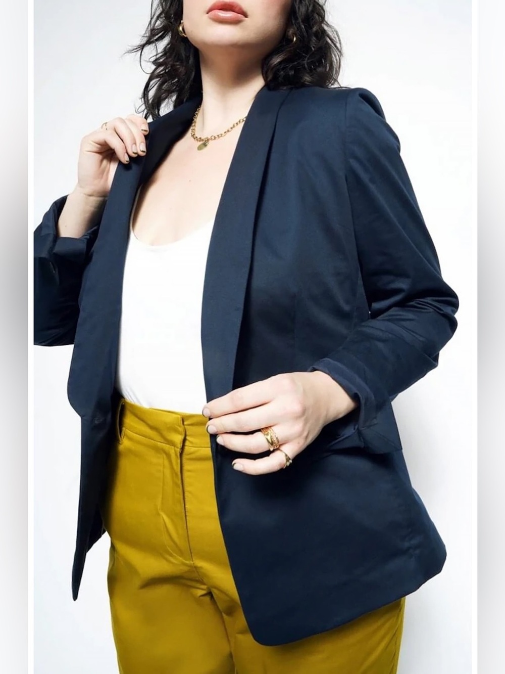 Wildfang Classic Navy Blazer Tailored Jacket medium utility Lucy yak structured